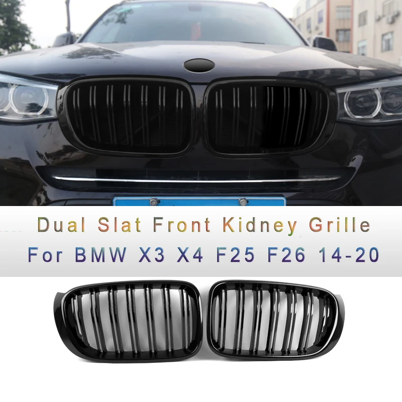 1 пара Двойная Передняя решетка гриль из АБС пластика для BMW X3 X4 F25 F26 2014 2017 2018 2020