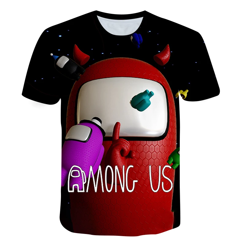 

2021 New Hot 3D T-shirt Kawaii New Game in Among us Top Kids Summer Top Cartoon Impostor Short-Sleeved Turtleneck