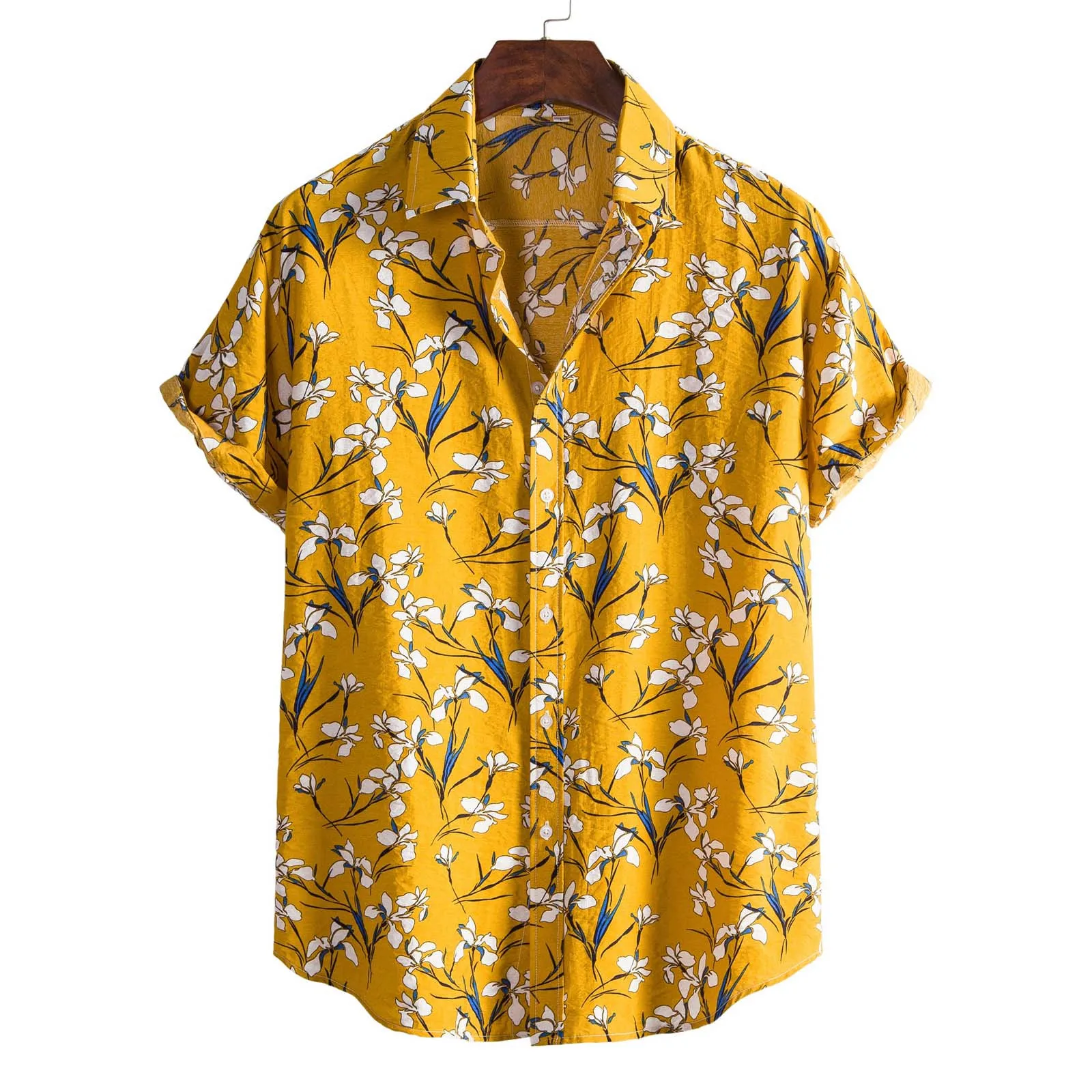

Street Print Shirt Summer Men's Hawaiian Beach Shirt Fashion Short Sleeve Floral Loose Casual Shirts Camisa Social Masculinas