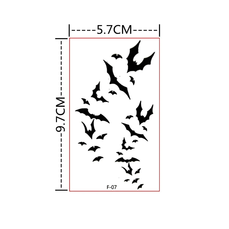 Temporary Tattoo Stickers Men Women's Waterproof Bat Wolf Neck Arm Tattoo Art Body Painting One-Time Flash Sexy Fake Tattoo