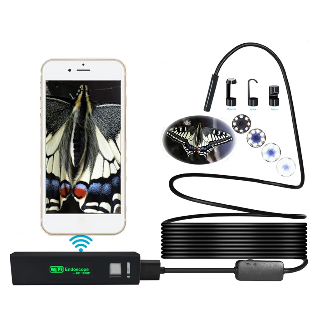 1200P HD и поддержкой Wi Fi соединение USB эндоскоп инспекционная 2/3.5/5/7/10m LED змея Камера