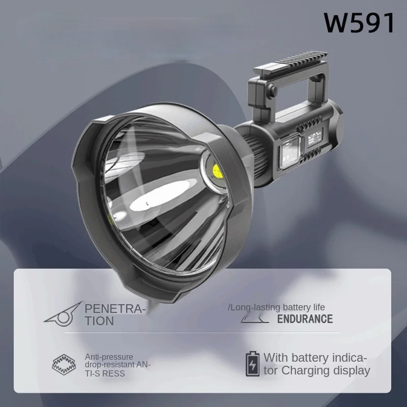 

LED Flashlight Portable XHP70.2 Torch USB Rechargeable Searchlight Waterproof Spotlight with Base Fishing Light Lantern