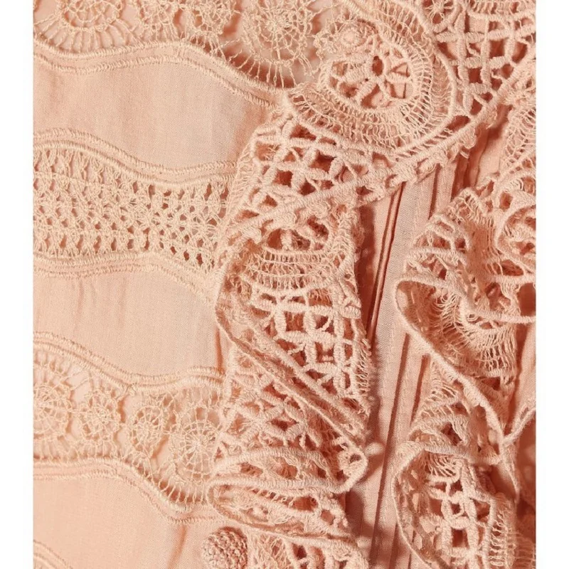 

Big brand heavy craft cotton and linen embroidery hollow ladies sexy pleated dress 2021New women's wear winter party dress bing