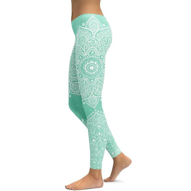 2 Pink Black Mandala Yoga Pants Women New Sexy Fitness Sports Leggings Yoga Broek Workout Sport Gym Leggings Flower Print 4 Colors - Цвет: 2