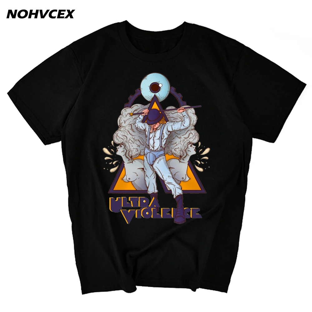 Заводная оранжевая футболка с коротким рукавом логотипом темы фильмов ужасов