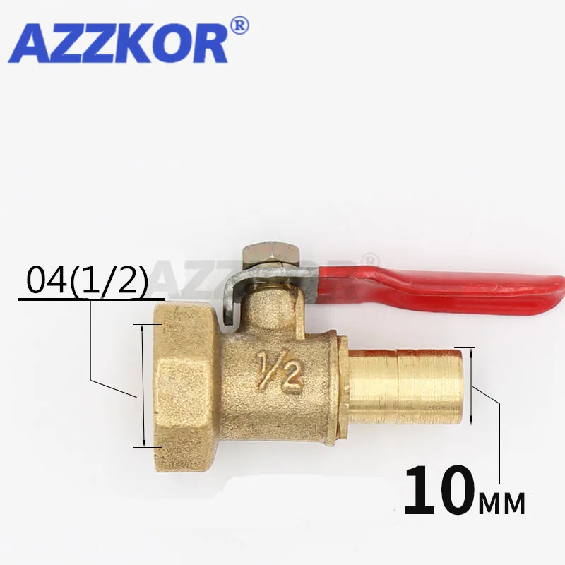 

1/4" PT 3/8" PT 1/2"PT Female Threaded Red Lever Handle Brass Ball Valve Connector Pipe Fitting Coupler--8mm 10mm