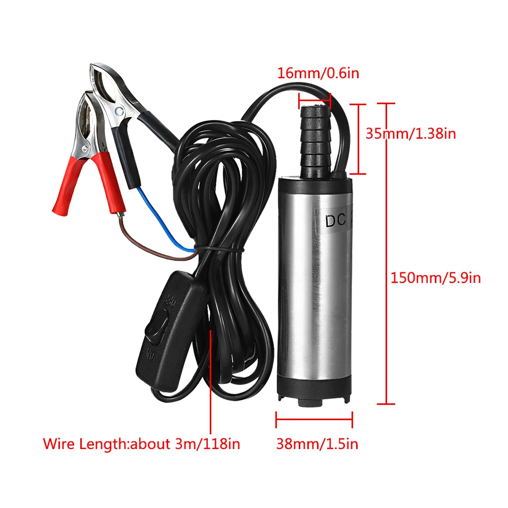 Портативный 38 мм воды масла дизельного топлива насос для перекачки AC/DC 12V/24V