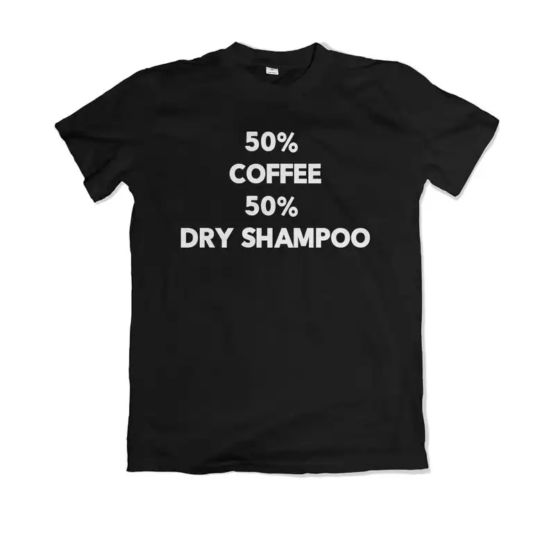 

Футболки унисекс с принтом сухих шампуней и надписью 50% Coffee, 100% хлопок, футболки с коротким рукавом и круглым вырезом, креативные футболки