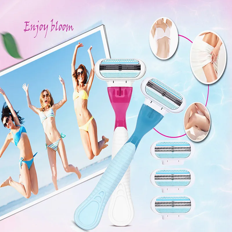 1 Набор ручная бритва и 4 лезвия для женщин | Красота здоровье