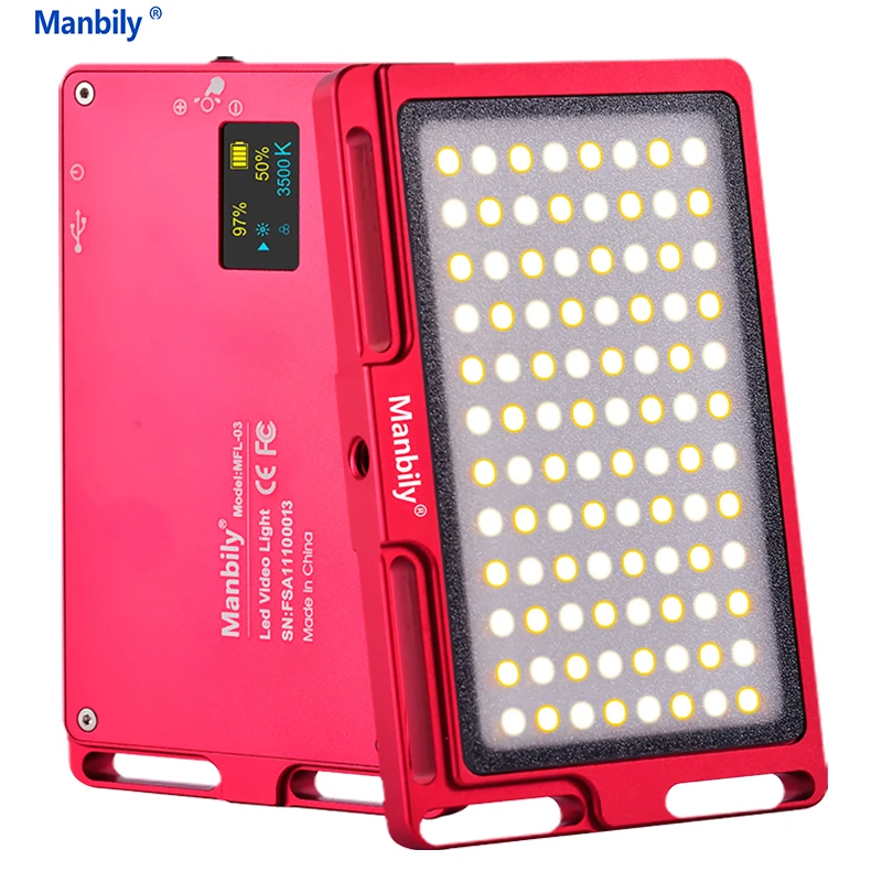 

Светодиодная мини-лампа для видеокамеры Manbily MFL-03, с регулируемой яркостью, 96 светодиодов, для фотоаппарата IPhone XR, XS Max, 8, 7, 6 Plus