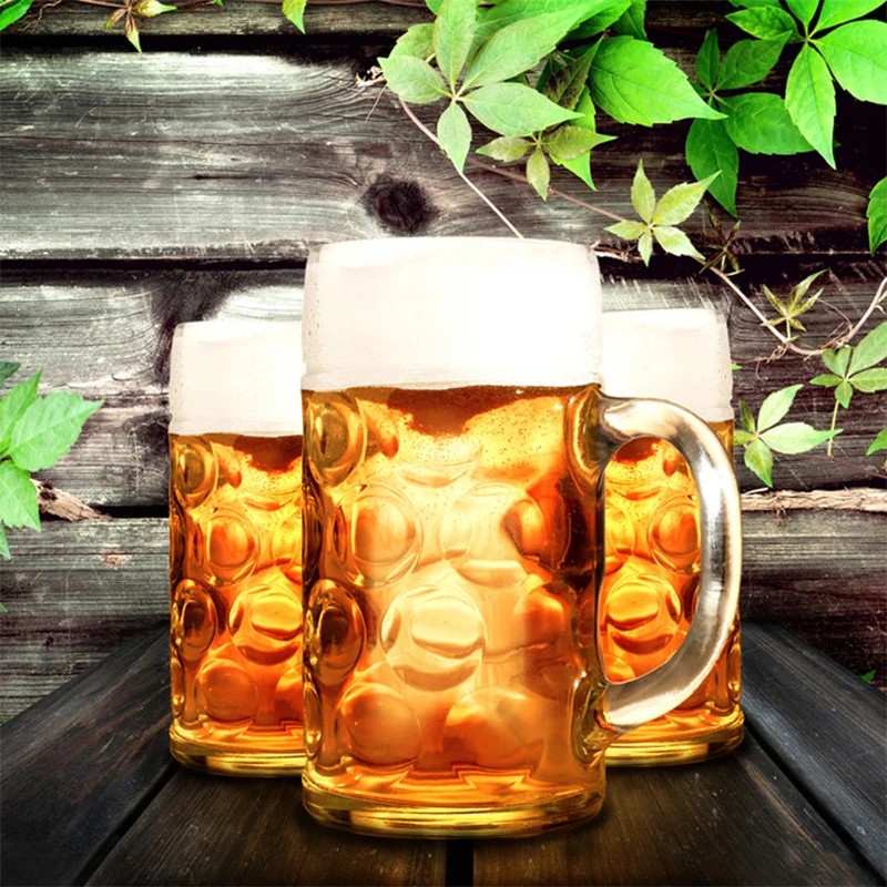 1200 мл большой пивной Стекло кружка толстом каблуке с украшением в виде