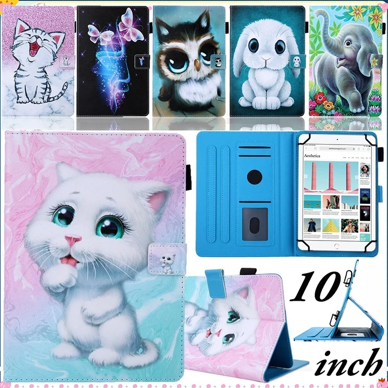 Милый универсальный кожаный чехол для планшета с откидной крышкой и отделениями