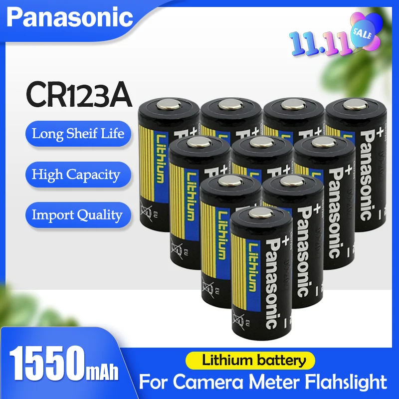 10 шт. новый оригинальный литиевый аккумулятор Panasonic 3 В 1550 мАч CR123 CR 123A CR17345 16340 cr123a