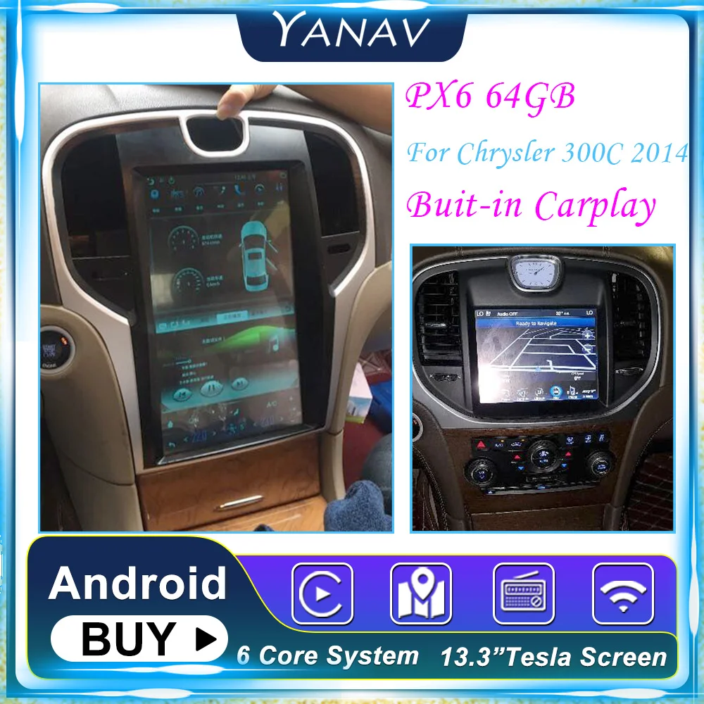 

Автомагнитола PX6 с вертикальным экраном, 2 Din, GPS-навигация для Chrysler 300C 2014, автомагнитола, мультимедийный Головной блок, записывающее устройст...