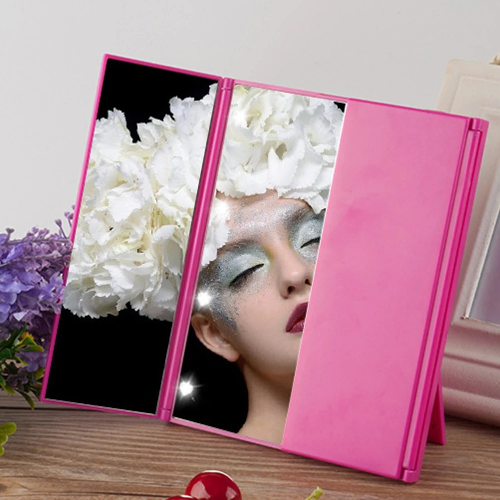 Зеркало косметическое складное настольное с 8 светодиодами|Зеркала для макияжа| |
