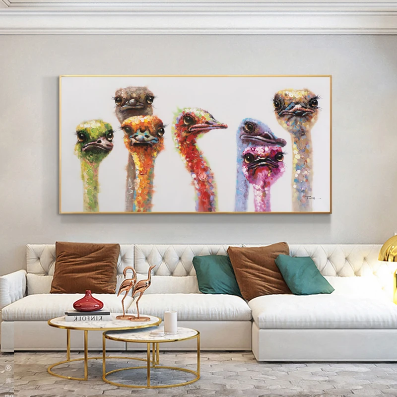 SELFLESSLY ART Cute Cartoon Giraffes Bird Posters Wall Pictures for Children's Living Room Canvas Painting Nordic Home Decor | Дом и сад