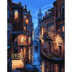 Безрамная Венеция Ночной пейзаж DIY цифровая картина маслом по номерам Европа Абстрактная Картина на холсте для гостиной настенная живопись