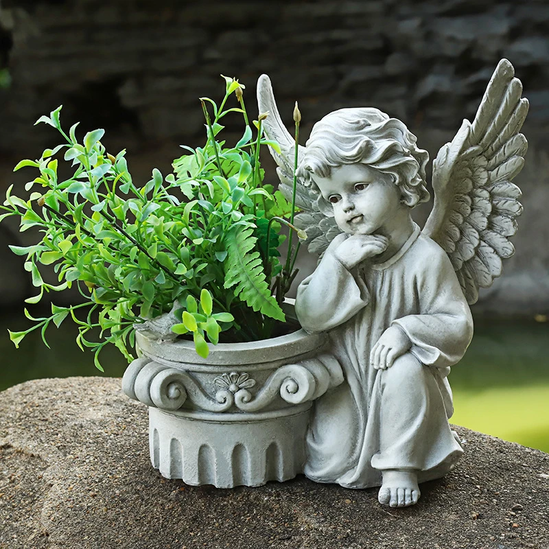 European Style Courtyard Angel Flowerpot reative personality art Home Garden Landscape Decoration angel Crafts Sculpture