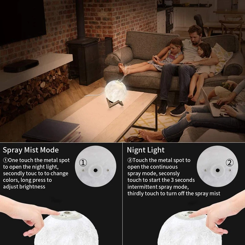 Moon светильник увлажнитель 3D печать 3 цвета Луна лампы с подставкой прохладный