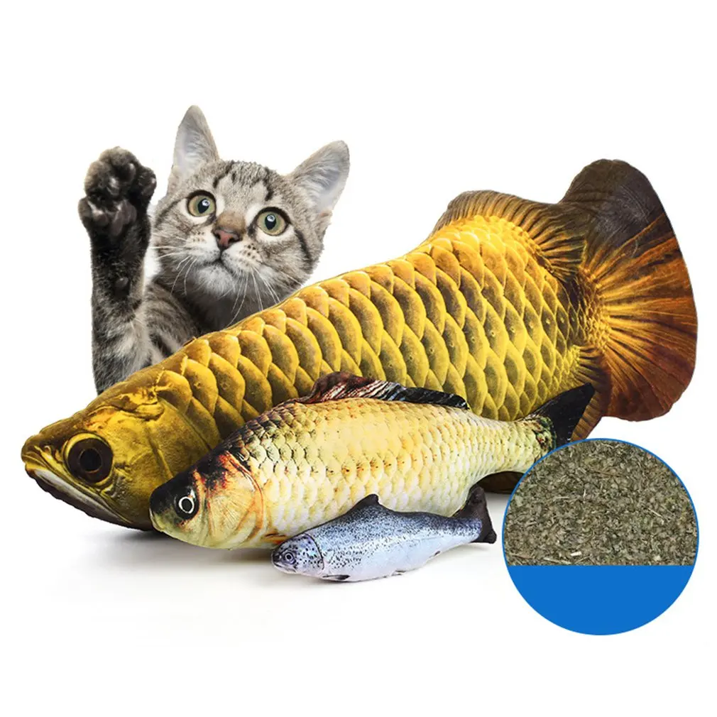 Peluche creativo de carpa en 3D en forma de pez para gato, juguete para regalo, juguete de imitaci&oacute;n de pez para mascotas, almohada de peluche de pez hierba gatera 23-0