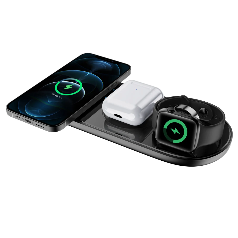 

Беспроводное зарядное устройство 5 в 1 Qi 15 Вт, док-станция для Apple Watch, зарядка iphone 12 11 XS X 8 для AirPods Pro iWatch 6 5 4 3 2 1