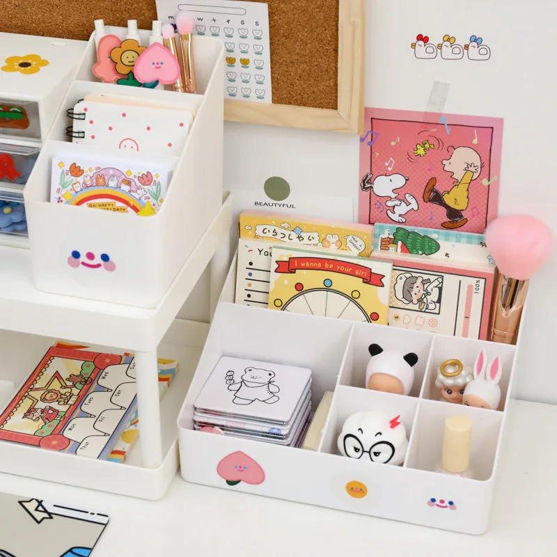 INS Настольный милый ящик для хранения косметики органайзер пластиковая стойка