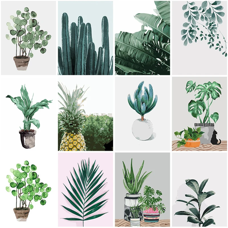 

Full Square Round Drill DIY 5D Diamond Painting Green Plant Potted Diamond Mosaic Embroidery Cross Stitch Kits Home Decoration