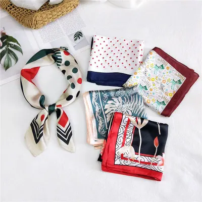 

70*70cm New design brand women scarf fashion 2020 print silk scarves square small Handkerchief office neck hair scarf