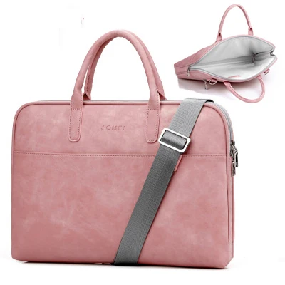1 layer pink Сумка для ноутбука из искусственной кожи с защитой от царапин 14 15,6 17,3, сумка для Macbook Air 13, сумка Pro 13,3 15 чехол для женщин и мужчин, сумки через плечо - Цвет: 1 layer pink