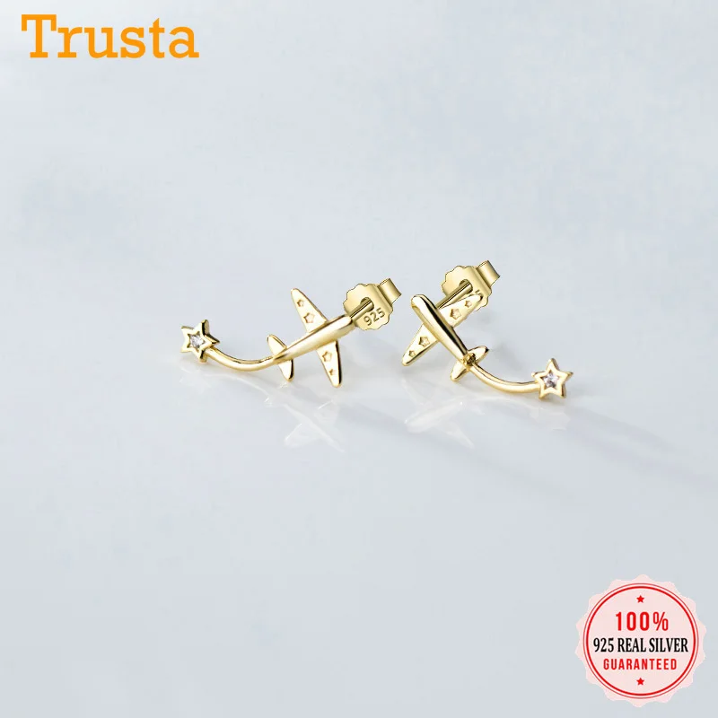 Женские серьги гвоздики Trusta минималистичные из стерлингового серебра 925 пробы с