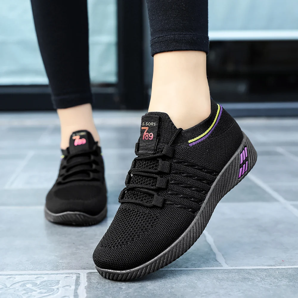 

Selling Spring Summer New Sports Shoes Women's Running Korean Light Lace Shoes Casual Black Shoes Flats Size36-41
