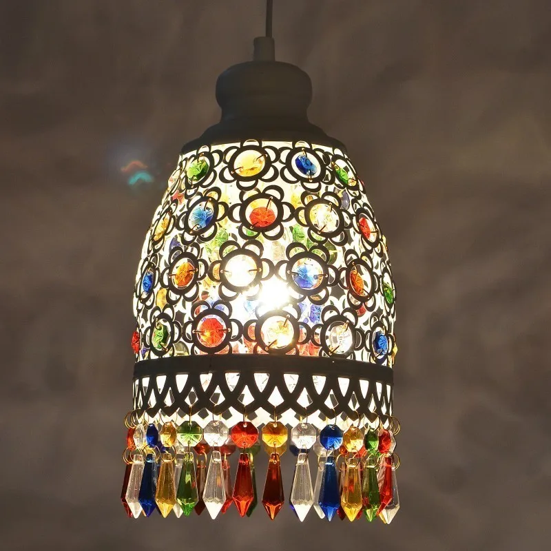 

Bohemia Mediterranean Retro Multicolor Bronze Wrought Iron Pendant Lamp Restaurant Bedroom Lamp hanging lamp
