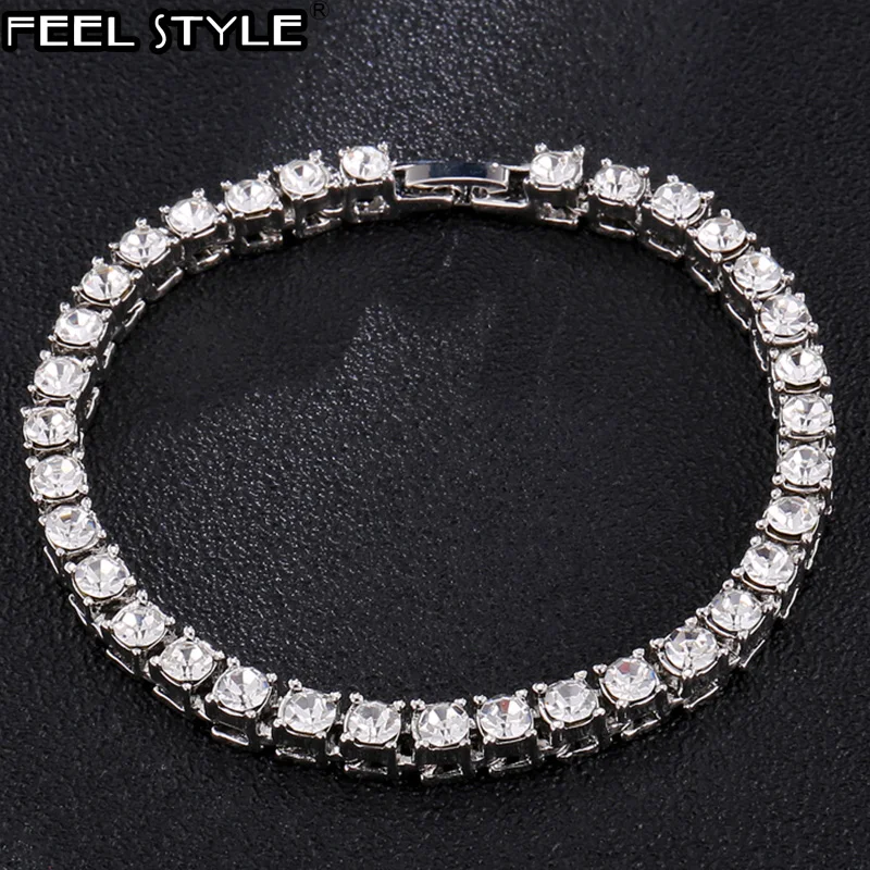 Женский/мужской браслет с фианитом инкрустированная стразами цепочка для