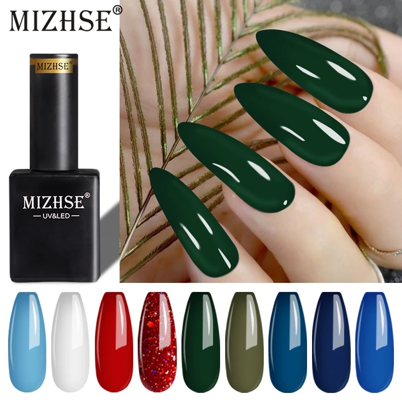 

Набор гель-лаков для ногтей MIZHSE, УФ светодиодный Блестящий Гель-лак телесного и красного цвета серии 2 шт./компл. удаляемый замачиванием стой...