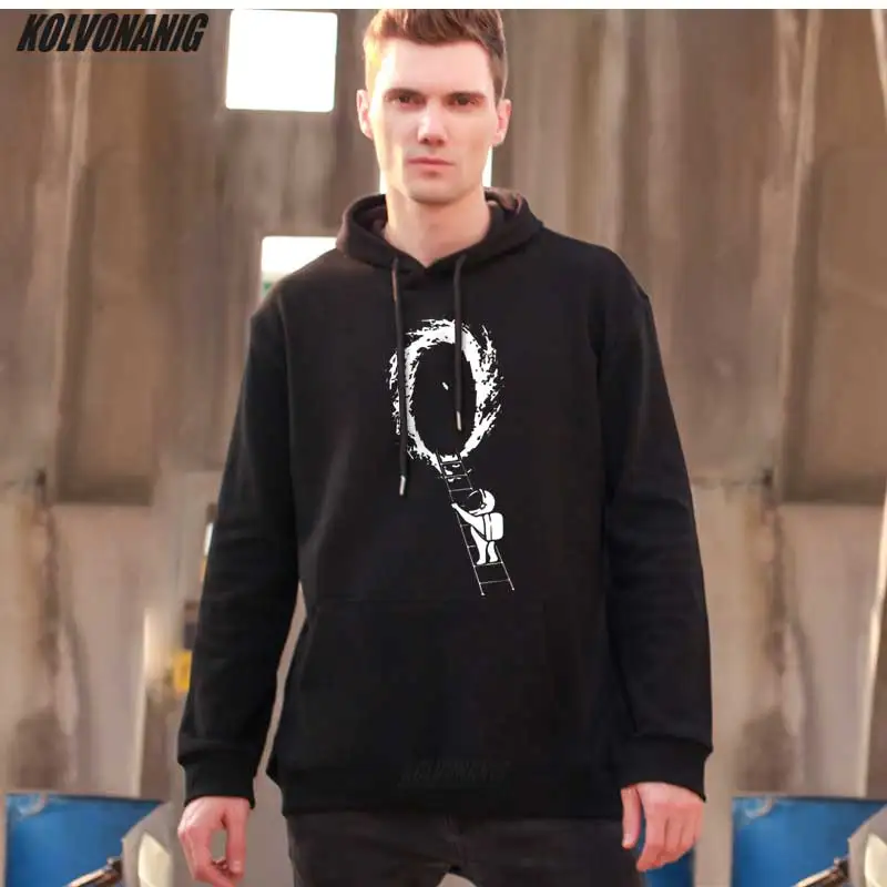 

Cosmonaut Climb a ladder Funny Graphic print Oversized Men��s Hoodies&Sweatshirt Anime Clothes Men's Tracksuit Plush Pullover