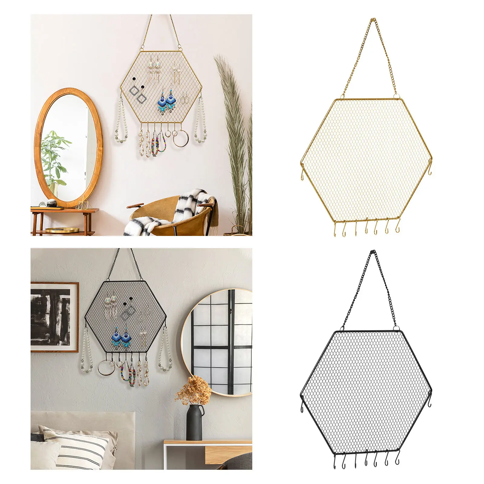 

Jewelry Storage Rack Earring Necklace Organizer Hooks Display Wall Holder