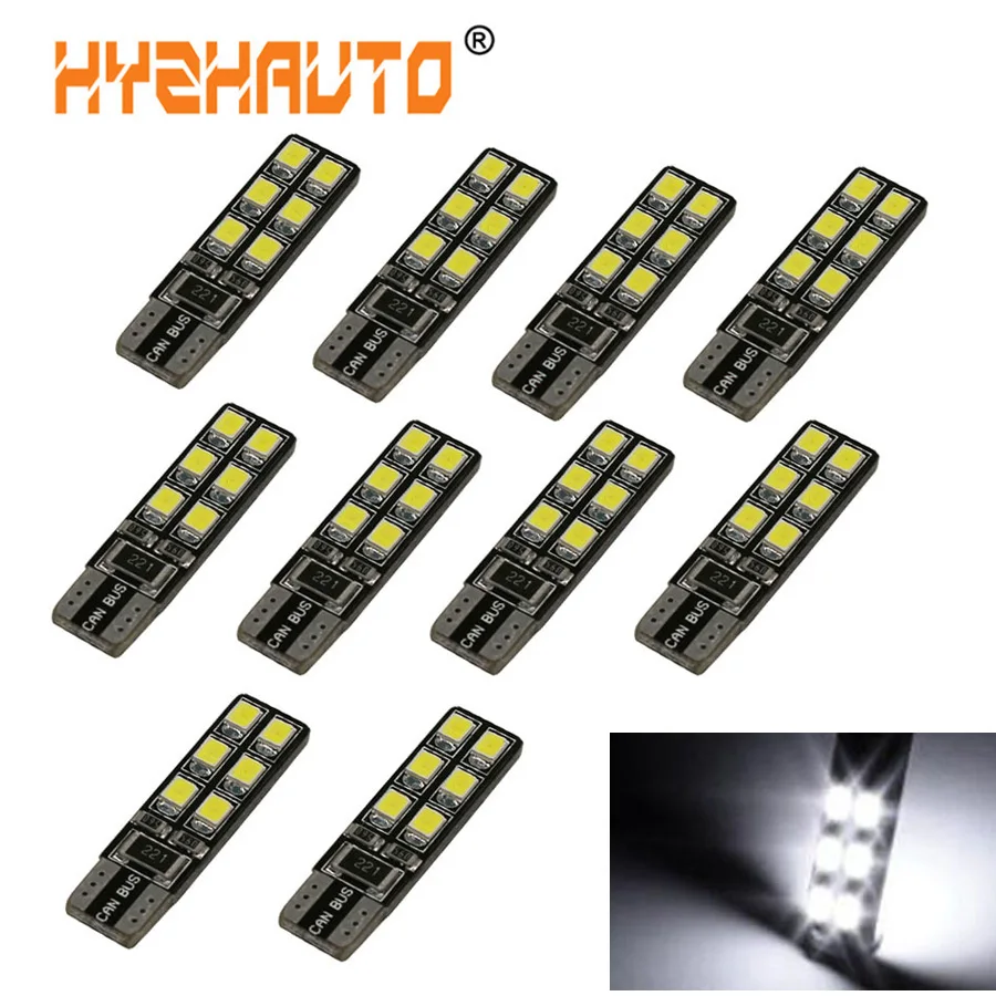 HYZHAUTO 10 шт. T10 W5W 194 168 2825 Автомобильные светодиодные лампы Canbus 3528 12 SMD белые красные
