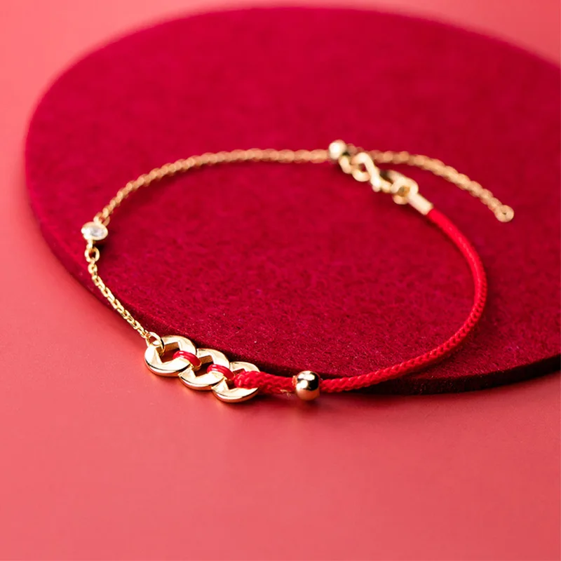 Женский браслет из стерлингового серебра 925 пробы с фианитами золотые монеты