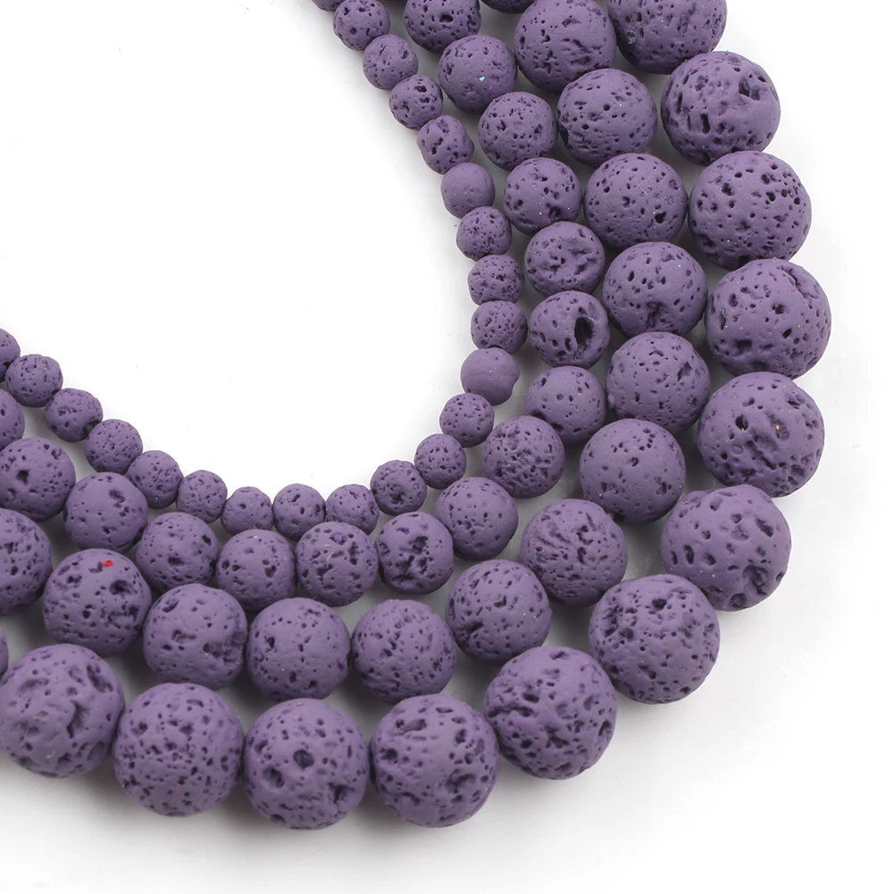 Бусины Из Натуральной лавы фиолетовый нано каучук вулканический камень круглые