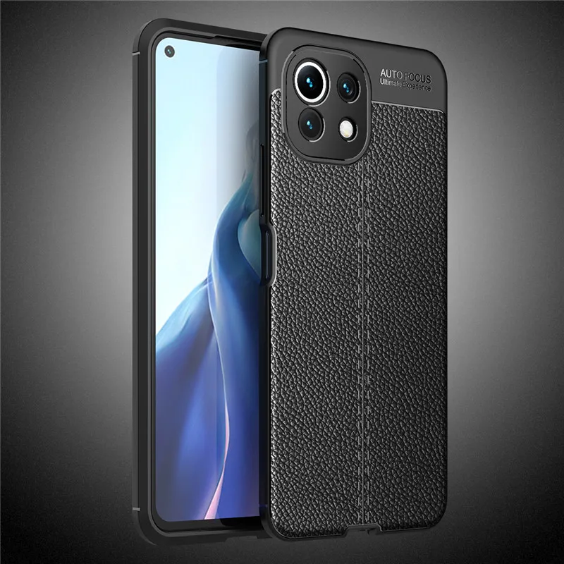 For Xiaomi Mi 11 Lite Case Shockproof TPU Soft Leather TPU Style Phone Case ForMi 11 Lite Cover Coque Fundas For Mi 11 Lite