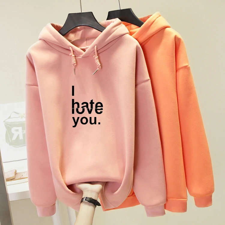 Толстовки с надписью I Hate Love You модная зимняя Повседневная Толстовка для мужчин и