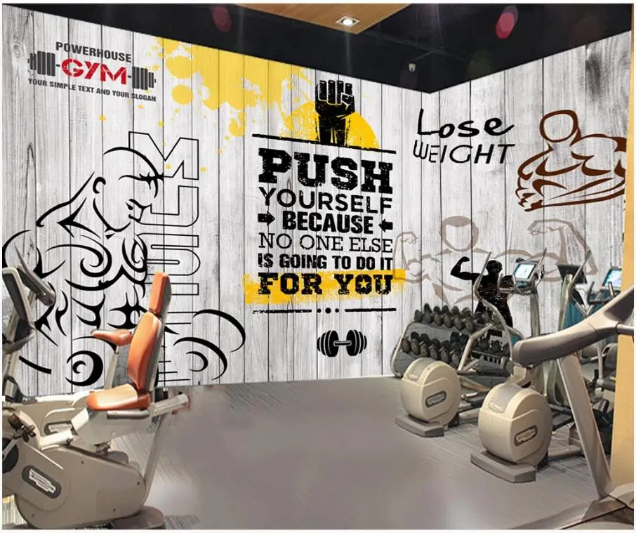 Пользовательские фото обои для стен 3 d фрески винтажные доски спорт фитнес клуб