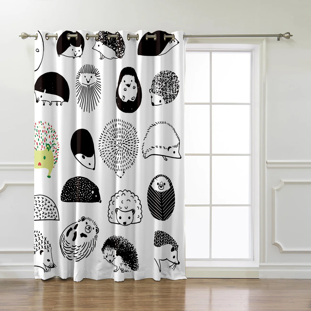 Шторы на окна с рисунком ежика Мультяшные животные для спальни кухни Цветочные
