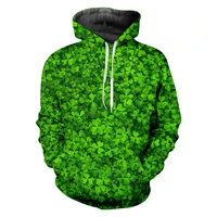 ujwi man four leaf clover leaves green print sports hoodies 3d printed expression hooded unisex sweatshirt wholesale clothing