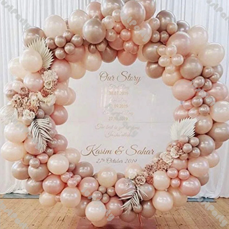

190pcs Double Cream Peach Balloon Garland Boho Wedding Decoration Double Dusty Pink Coffee Balloon Set Engagement Decor Supplies