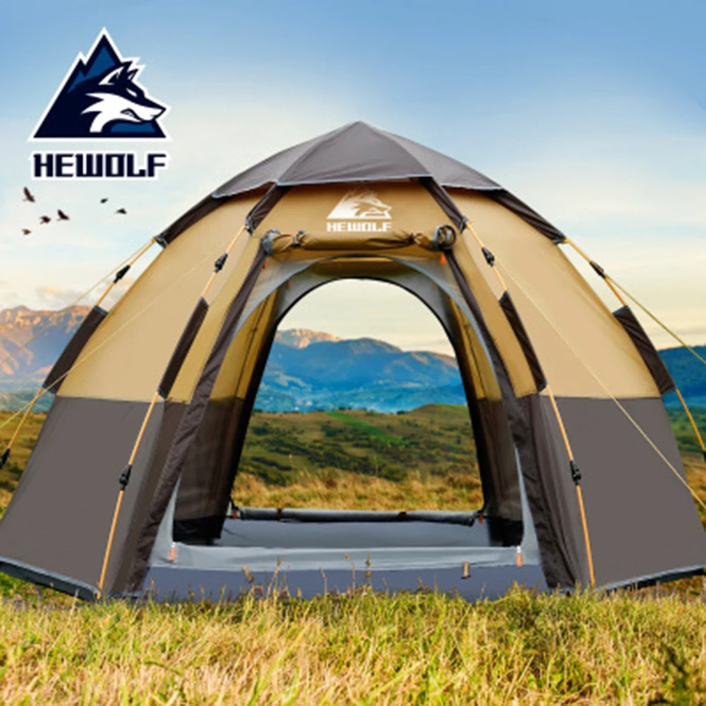 

Палатка HEWOLF туристическая на 3-4/5-8 человек, автоматическая, шестигранная, 190T 210D