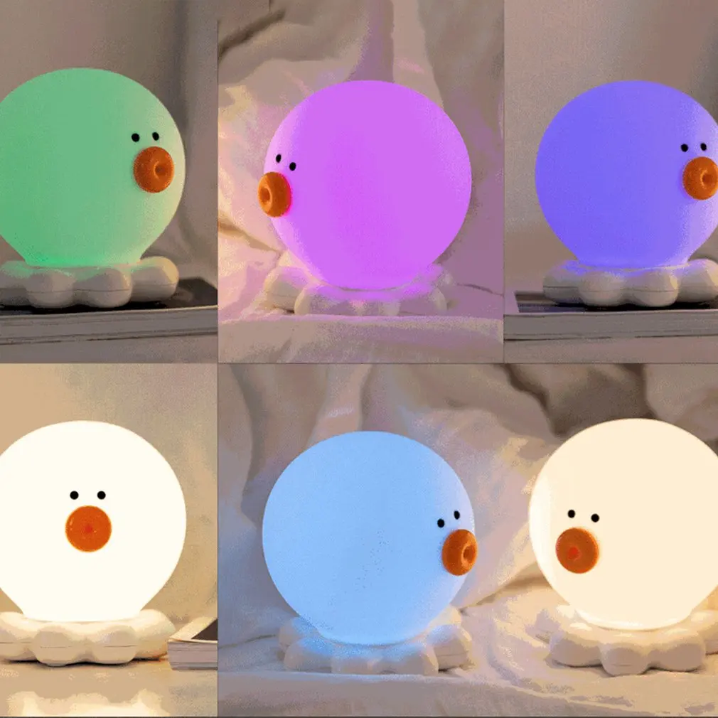 Ночник светодиодный силиконовый осьминог цветной светильник прикроватный для