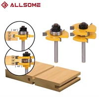 allsome 2pc tongue groove router bit set 34 stock 14 shank 3 teeth t shape wood milling cutter flooring wood working tools