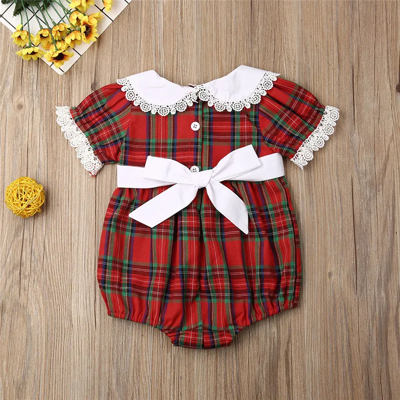 Big/Little Sister Matching Christmas Clothes Kids Baby Girl Red Plaid Romper Dress Princess Child Xmas Clothing 0-6Y |