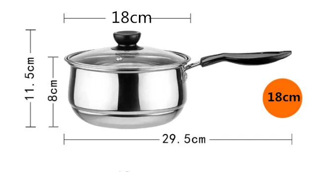 18cm one handle kind Кастрюля из нержавеющей стали с двойным дном, кастрюля для супа, немагнитная, многоцелевая кухонная посуда, антипригарная сковорода, индукционная плита, б/у кастрюля - Цвет: 18cm one handle kind